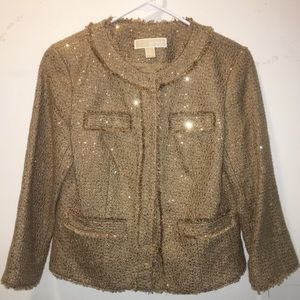 Gold Michael Kors Sequined Tweed Jacket